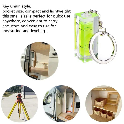 Slick 3 Pack Mini Keychain Spirit Bubble Level Set, Handy Dandy Pocket Measuring Tool, Compact Acrylic Layout Gauge For Quick And Precise Surface Alignments Everywhere