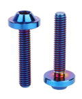 Grade Five Titanium Bolts For Bike And Moto Mods Button Torx Head Screws With Knockout Rust Resistance Heavy Duty Fasteners For Built Different Rides Set Of Four Slick Burnt Blue M4x20mm hardware screws, showcasing two pieces with vibrant coloring.