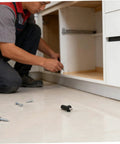 Installing Metal Cabinet Door Repair Pins Kit With Spring Loaded Shaft Pins for cabinet hinge fix.
