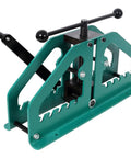 Heavy Duty Manual Tube Roller Bender Pipe Bending Machine Green Carbon Steel constructed with hand crank for bending tubes.
