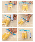 Handheld Vacuum Sealer For Food Storage Bags With T-Style Manual Pump used for sealing corn in a zip-top bag for freshness.