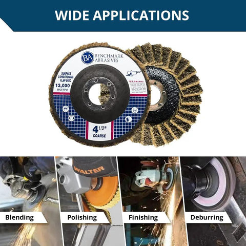 4-1/2 Inch Type 27 Flap Discs For Angle Grinder 5 Pack Coarse Grit Pro Grade Surface Conditioning For Blending Polishing Deburring And Light Stock Removal