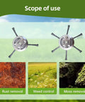 Heavy Duty Steel Wire Trimmer Head For 5mm Aperture Universal Replacement With 6 Blades shown for rust, weed, moss control