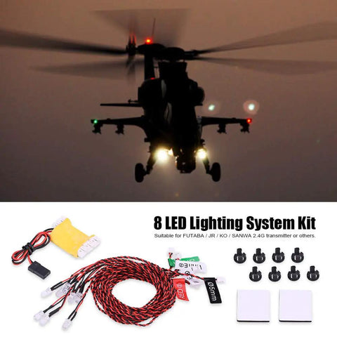 Dope RC Plane LED Light Kit With Navigation Lights And 8 LED Flashing System for aircraft night flight setup