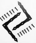 Decorative L Shaped Corner Brackets Set Of 10 In Rustic Black Finish with screws, heavy duty right angle braces for wood, 100x100x15mm.