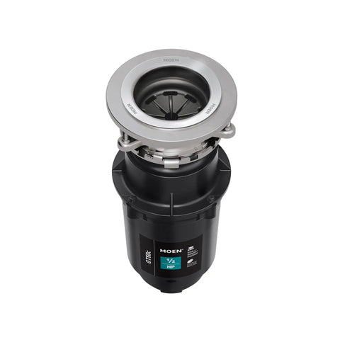 Prep Series One Half Horsepower Continuous Feed Garbage Disposal With Fast Track Technology 2600 RPM Vortex Motor black unit