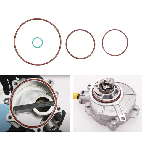 No Sweat Heavy Duty Vacuum Brake Pump Seal Rebuild Kit With Rock Solid Fluororubber O Rings and gaskets for Audi VW components.