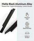 Matte Black Cabinet Handles 10 Pack 6 Inch Long Finger Pulls 96mm Center To Center Modern Kitchen Bathroom Hardware close-up view