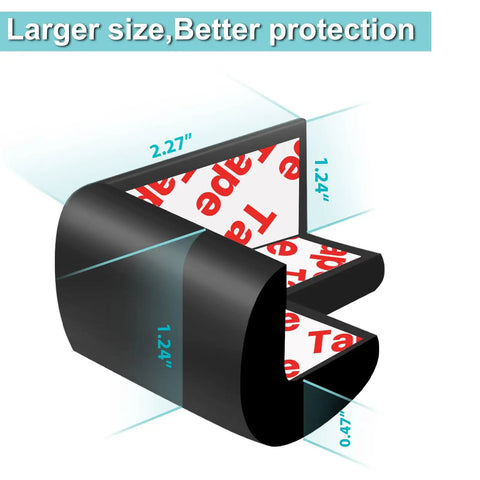 12 Pack Soft Corner Protectors For Baby Proofing Edge Guards With Pre-Taped Rubber Foam Bumpers For Fireplace Table Stair Cabinet Black Keeps Little Hands Safe And Smooths Sharp Edges Easy Peel And Stick