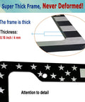 Close-up of Patriotic Black American Flag License Plate Frames 2 Pack Front And Rear Aluminum Car Tag Holder with 4mm thickness