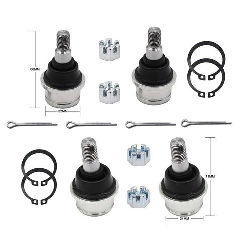 ATV Beefy Heavy Duty Ball Joint Kit Set Of 4 For Rancher 350 TRX350TM 420 TRX420FE And 400 Models Upper And Lower Joints Replaces OEM 51375-HP5-601 And 51355-HP5-601, 66mm 71mm