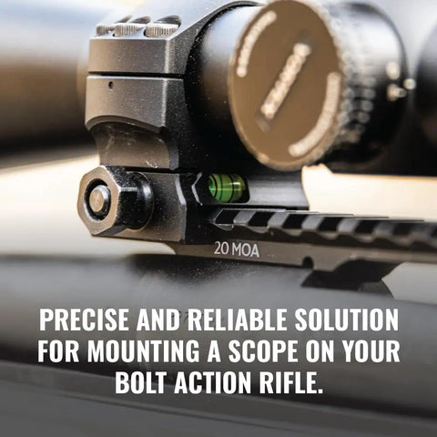 Close-up of Winchester XPR SA 20 MOA Pick Rail Gun Stock Accessory Black with optics mount on rifle.