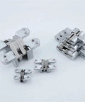 Stainless Steel Built-In Concealed Cross Heavy-Duty Folding Door Hinge Hidden Double Spring Hinge For Cabinets And Doors 2 Pack 118x76mm Durable Furniture Hardware