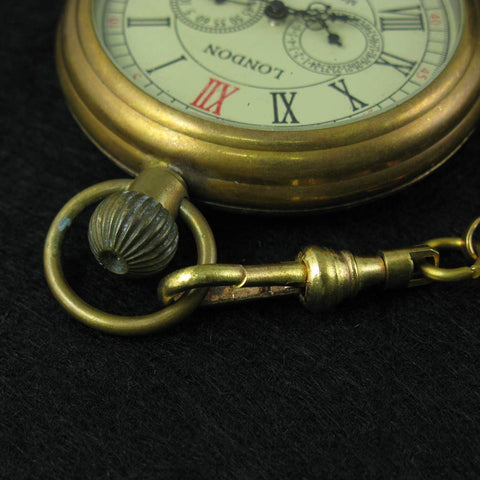 Vintage Copper Hand Wind Pocket Watch For Men With Second Hand And 24 Hour Sub Dials In Box Old School Mechanical Timepiece Gift For Dad Husband Boyfriend