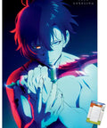 Solo Leveling Sung Teaser Wall Poster Featuring Straight Fire Glossy Anime Art And Easy Peel Mounting Tabs For Zero Hole Wall Display, 22 By 15 Inch Premium Vibe Check Bundle, showcasing a dramatic character close-up.