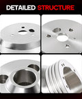 Detailed view of Precision Billet Aluminum Steering Wheel Hub Adapter featuring 5 and 6 hole pattern for Chevy GMC trucks.