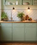 Mint green kitchen cabinets with Two Tone Brushed Nickel And Gold Cabinet Pulls 7.38 Inch And 5 Inch Center To Center 30 Pack.