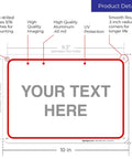 Diagram of Customizable Sign For Office Home And Airbnb Door Front 10x7 Inches Aluminum Sign with dimensions and features.