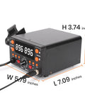 Black box of Two In One Hot Air Soldering And Rework Station With T12 Tip System For Electronics, Fast Heat Up In Seconds, Large Display.