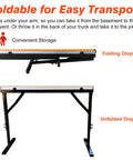 Rock Solid Adjustable Roller Stand Support Two Pack Heavy Steel Frame Portable Woodworking Extension shown in folded and unfolded states.