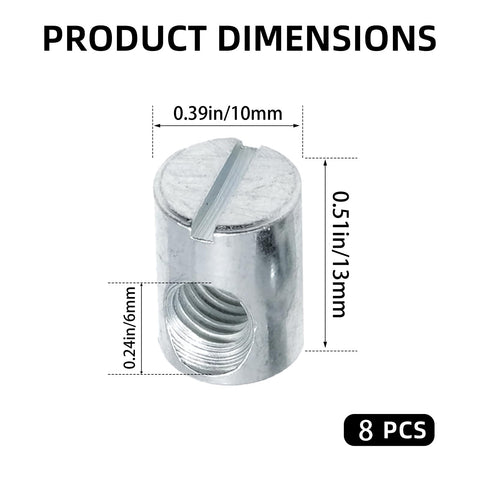 Top Shelf Replacement Barrel Nuts For Furniture Assembly M6 Slotted Cross Dowel dimensions 10x13mm metallic fastener pack of eight