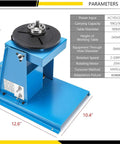 Rotary Welding Positioner With 180 Millimeter Turntable And 0 To 90 Degree Tilting Platform featuring a blue base and 10 kg capacity.