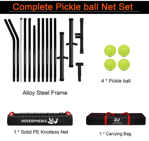 Portable 22ft Regulation Pickleball Net Set with 4 Outdoor Balls and Carry Bag, Weather Resistant Steel Frame