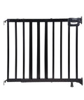 Deluxe Stair Gate For Pets And Kids, super easy install no fuss secure build, black wood gate, mounts on wall or banister