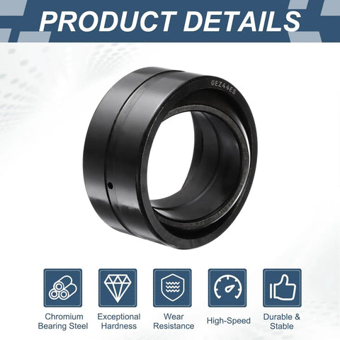 Heavy Duty Workhorse Chrome Steel Spherical Plain Bearing, GEZ44ES-2RS Sealed Journal Sleeve close-up view showing its durable build.