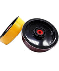 Heavy Duty Resin Soft Diamond Polishing Wheel For Lapidary Gemstone Grinding And Jewelry Making 8 Inch size showing yellow and black wheels.