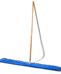 No Sweat Cleanup With This Commercial Grade Dust Mop And Sturdy Wood Handle Featuring Washable Head For Sweeping Hardwood Laminate Tile Store And Warehouse Floors Blue, featuring a blue washable mop head.