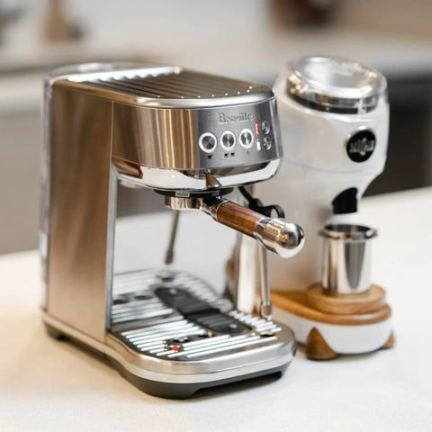 Bottomless 54mm Portafilter With Walnut And Stainless For Breville Espresso Machines That Fit Barista Express Pro Touch Bambino Plus