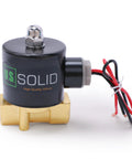 Heavy Duty 3 8 Inch Zinc Alloy Solenoid Valve 12 Volt Dc Normally Closed Npt 0.6 Cv with wires and brass base.