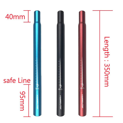 Rock Solid 6061 Aluminum Seatpost For Mountain And Road Bikes, 350mm Length, Fits 25.4/27.2/28.6/31.6mm Diameters, anodized colors