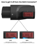Instructions for removing J1772 To NACS EV Charging Adapter For Tesla Chargers, 80 Amp 250 Volt from connector
