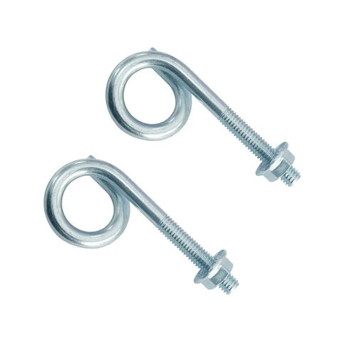 Universal Lawn Mower Rope Guide Bolt Kit For Recoil Starters, 6mm Mounting Thread, Durable Galvanized Iron, 2 Pack, Fits Most Push Mowers And Snow Blowers, Easy Install, Keeps Pull Cord Secured And Aligned, shown with nuts