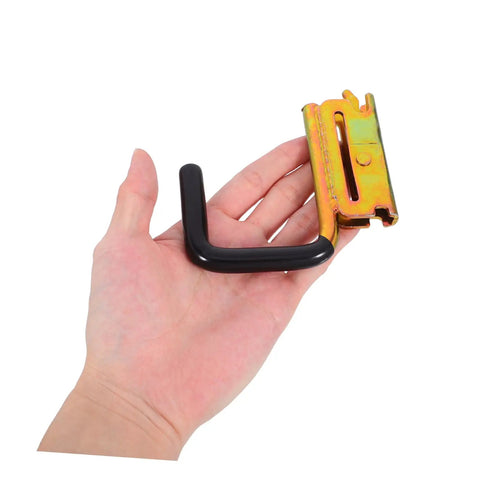 Hand holding E Track Heavy Duty Hooks For Tool Storage And Cargo Security On Enclosed Trailers And Trucks