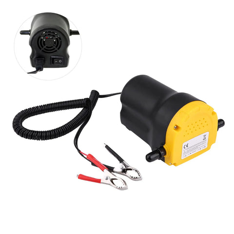 Efficient 12V Electric Fluid Extractor Pump With Battery Clamps For Quick And Clean Oil Transfer On Cars Motorcycles And Quads with power cord.