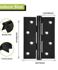 6 Pack Matte Black 4 Inch Stainless Steel Door Hinges With Ball Bearing, heavy duty hinge size specifications