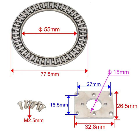 Superior RC Slewing Ring Assembly With Upgraded Steel Axial Roller Bearings For Ec160e E010 E111 Mini Excavator showing dimensions and assembly parts.