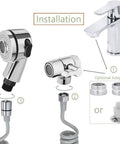 Handheld Shower Sprayer For Sink With Shampoo Attachment, Faucet Extension Tubes, Chrome Finish, adjustable installation