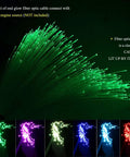 Fiber optic light cable set, PMMA end-glow, 100 pcs, Ø0.75 mm, 2 m length, color options shown