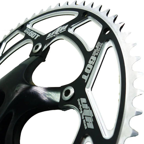 Close-up of 60T 170Mm Crankset For Single Speed Fixie Track Bike 130 BCD Square Taper Aluminum 7075T6 gear teeth and design