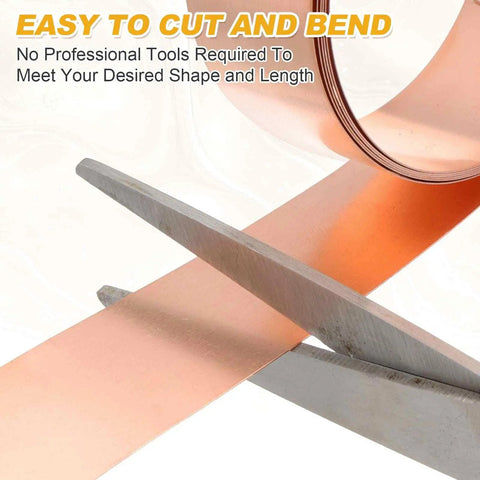 Copper Sheet Roll 3.28ft 1.57in 0.05mm Pure Copper Flashing Plate being cut easily with scissors