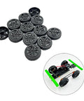 12 Pack Toy Car Wheels With 2mm Shaft Axles For RC Cars Trucks Robots And DIY Models, 43mm Diameter, 12mm Wide, Black Wheels