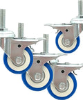 Boss Level Two Inch Swivel Casters With Threaded Stem M8 M10 M12 Polyurethane Wheels And Dual Brake System close-up showing four heavy-duty casters.