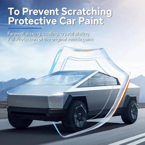 Premium 8.5 Mil TPU Paint Protection Film Precut Rear Bumper Guard For Tesla Cybertruck 2025 And 2026 on vehicle for scratch protection.