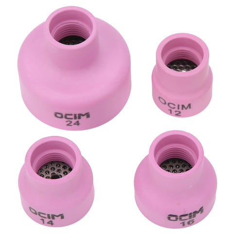 Glass Welding Cup Set With Gas Lenses For Ceramic And Alumina Welding Pro Grade High Temp Glass Cups For Torch Gas Lens Kit displayed