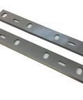 Premium Six Inch Jointer Blades Set Of Two Top Shelf HSS T1 Steel Woodworking Knives showing precision cut surface and mounting holes.