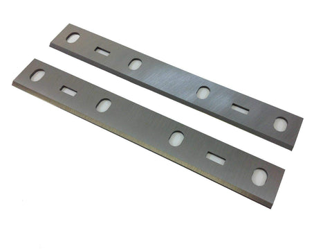 Premium Six Inch Jointer Blades Set Of Two Top Shelf HSS T1 Steel Woodworking Knives showing precision cut surface and mounting holes.
